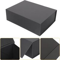 Boîte cadeau magnétique en carton rigide noir de luxe avec poignée en ruban, emballage pour vêtements, logo personnalisé OEM