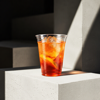 Gobelet jetable en PET transparent à paroi simple de 89 mm et 14 oz pour thé au lait Boba, boissons froides à emporter, impression de logo personnalisée