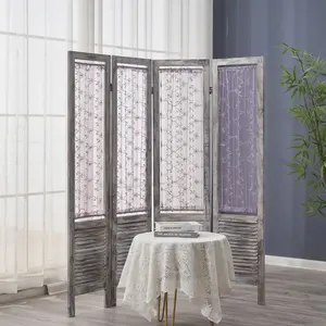 Rustic Style Privacy Room Office Decor 4 6 8 Panels Wooden Foldable Partition Room Divider Screen