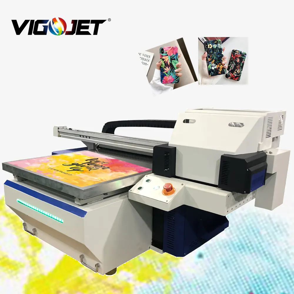 Vigojet 60cm x 90cm tx800 printhead 1440dpi uv varnish printer 6090 uv format besar uv led flat plotter