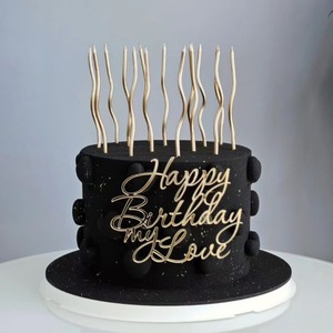 ของตกแต่งเค้กอะคริลิคแบบใหม่ สุขสันต์วันเกิดที่รัก ของตกแต่งด้านข้างเค้กสีทอง อะคริลิคตกแต่งหน้าเค้ก สำหรับงานปาร์ตี้ - Product Image 2