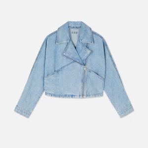 Chaquetas Vaqueras Cortas de Moda con Cierre, Chaqueta Vaquera Oversize de Algodón Estilo Moto para Mujer, Nuevas Llegadas con la Mejor Relación Calidad-Precio - Product Image 5