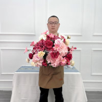 Arreglo Floral de Seda Hecho a Mano para Boda, Centro de Mesa Artificial con Rosas Rojas y Blancas, Bola de Flores