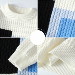 Biểu Tượng Tùy Chỉnh OEM Mùa Đông Màu Sắc Giản Dị Chặn Hàng Dệt Kim Crew Neck Knit Top Người Đàn Ông Của Giáng Sinh Thiết Kế Áo Thun Dệt Kim Áo Len Cho Nam Giới - Product Image 5