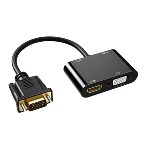 دقة <span class=keywords><strong>2</strong></span> في 1 VGA Male إلى HDTV fga محول فيديو للإناث محول مع كابل طاقة USB صغير وصغير - Product Image 1