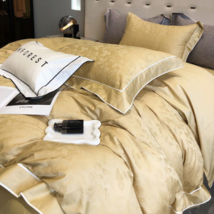 ODM/OEM Chất lượng cao sang trọng Ai Cập bông <span class=keywords><strong>Jacquard</strong></span> <span class=keywords><strong>Comforter</strong></span> Bìa Vua Kích thước tấm Ga Trải Giường màu vàng bedding <span class=keywords><strong>Set</strong></span> - Product Image 3