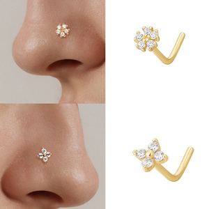 Anneau de nez très vendu en argent sterling 925, bijoux de piercing corporel en forme de cœur, étoile et fleur - Product Image 2