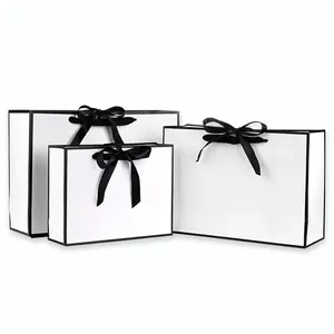 소매 품질 블랙 럭셔리 선물 쇼핑 종이 가방 웨딩 선물 가방 핸들 활