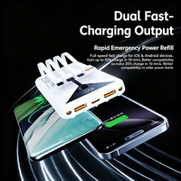 Chargeur portable avec câbles intégrés, Power Bank PD22.5W, 10000mAh, charge rapide, batterie externe pour téléphone portable, chargeur portable