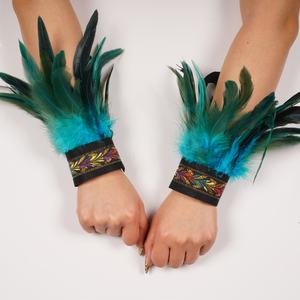 Gelang Manset Bulu Suku Bohemia untuk Festival Pesta, Paket Grosir, Aksesori Etnik Buatan Tangan untuk Festival Musik, Karnaval, Rave - Product Image 1