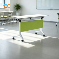 Table de formation avec panneau de confidentialité, cadre blanc, écran vert, roulettes, pliable pour réunions de bureau, formations, bureaux