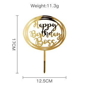 Decorazione per Torta '<span class=keywords><strong>Buon</strong></span> <span class=keywords><strong>Compleanno</strong></span> Papà' in Acrilico Dorato a Specchio, Segnaposto per Torta '<span class=keywords><strong>Buon</strong></span> <span class=keywords><strong>Compleanno</strong></span> Papà', Decorazioni Fai-da-Te per Dessert - Product Image 3