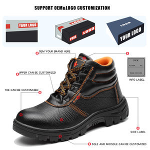 现货商品皮革/Pu钢趾和钢板插入鞋男士安全防护工作鞋靴子 - Product Image 4