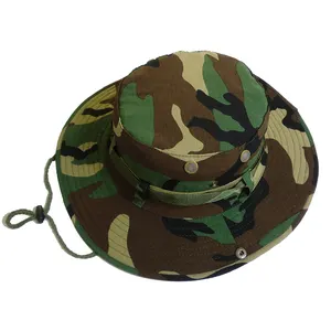 Men's Camouflage Tactical Boonie Hat Wide Brim MC Fishing Hat Cap For Climbing Hunting Shooting Sun Visor Sports Bucket Hat Cap