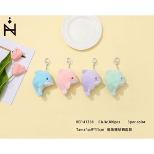 Portachiavi con ciondolo a forma di balena tempestata di diamanti 9x11cm in peluche per borsa o portachiavi - Product Image 1