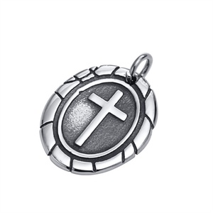 High Quaintly Stainless Steel <b>Necklace</b> Charm Oval Cross Pendant <b>Necklace</b> - Product Image 2