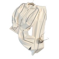 Nouveau Style Automne 2025 Ensemble Survêtement Décontracté Chic et Tendance pour Femmes, Haut et Pantalon Large Uni Taille Haute