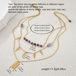 Conjuntos de pendientes de collar de acero inoxidable chapados en oro de 14 quilates de estilo bohemio a la moda para mujer, resistentes y duraderos para fiesta, uso diario - Product Image 4