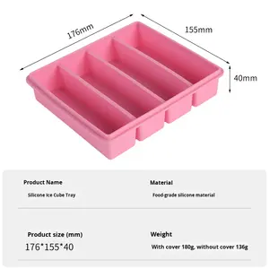 แม่พิมพ์ทำน้ำแข็งซิลิโคนแบบแท่งยาวสี่แถว แช่แข็งเร็ว ง่ายต่อการถอด - Product Image 6