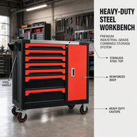 Armoire à outils mobile robuste à 7 tiroirs, chariot à outils roulant en acier inoxydable, idéal pour garage et atelier