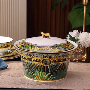 Service de table de luxe 58 pièces en céramique, vaisselle personnalisée pour mariage royal, assiettes en porcelaine fine - Product Image 5