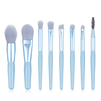 Kit de Pinceaux de Maquillage de Voyage Premium Mini 8 Pièces, Soies Synthétiques Douces, Outils Cosmétiques Essentiels Personnalisables avec Logo