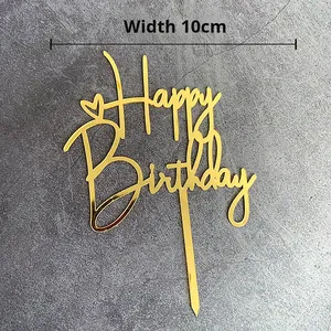Ingrosso nuovo oro nero acrilico cuore fatto a mano in stile torta Toppers per compleanno e torte nuziali decorazioni forniture - Product Image 2