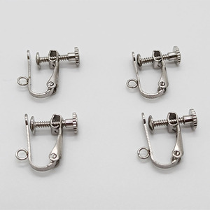 Stainless Steel Screw <b>Clip</b>-On Earrings For Non-Pierced Ears DIY Jewelry Accessories Unisex <b>Silver</b> Color - Product Image 1