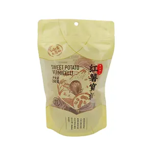 Borsa da imballaggio in plastica per alimenti di fascia alta personalizzata per patate dolci vermicelli custodia con cerniera morbida e resistente laminata a chiusura lampo