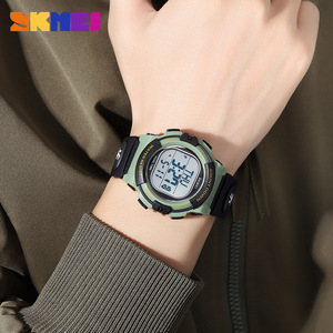 Skmei Men's Sports Digital Watch Military Green Tpu Strap Waterproof Countdown Luminous Dual Time Outdoor Watch - Product Image 4