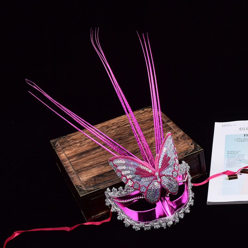 Luminous princess Butterfly rain silk mask Children's Day masquerade party costume half-face female mask party mask