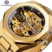 Montres mécaniques FORSINING pour hommes, argent et noir, acier inoxydable, étanches, squelette, tourbillon, automatiques