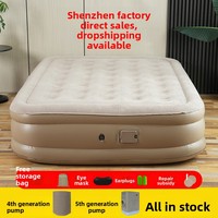 Lit gonflable floqué entièrement automatique avec pompe intégrée, batterie au lithium, hauteur et épaisseur améliorées, pour le camping en plein air et la maison