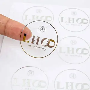 カスタマイズされた丸い透明透明プラスチックビニール製品包装サークルラベル印刷ロール金箔ステッカーロゴ付き