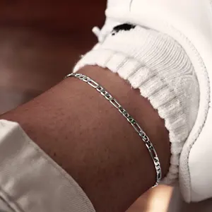 Chaînes de cheville EManco en acier inoxydable couleur argent, style Figaro, pour hommes et femmes, bijoux de pied Hip Hop Rapper, chaîne de jambe, chaîne de cheville - Product Image 3