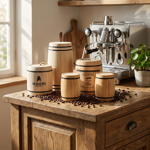 Mini-baril en <span class=keywords><strong>bois</strong></span> durable pour le stockage des grains de café, petit conteneur en <span class=keywords><strong>bois</strong></span> avec logo personnalisé, pot à bonbons rustique fait à la main - Product Image 6