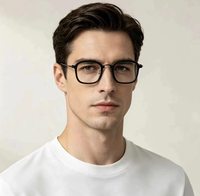 Monture de lunettes en acétate de titane, monture optique carrée rétro, monture de lunettes sur mesure OEM ODM, monture de lunettes pour myopie