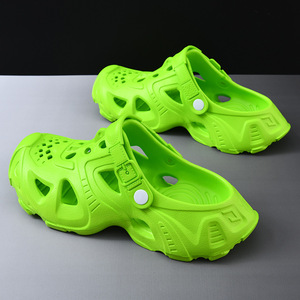Men's Crocs Summer Outdoor Thick Soled <b>Closed</b> <b>Toe</b> <b>Sandals</b> Non Slip Breathable EVA White Black Khaki Green Solid Color 3.5cm Heel - Product Image 2