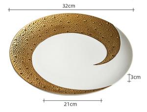 <span class=keywords><strong>Plato</strong></span> de Lujo Ligero con Borde Plano para Pasta y Carne, Diseño de Lluvia de Meteoros en Forma de Media Luna, para Hogar, Hotel, Restaurante - Product Image 6