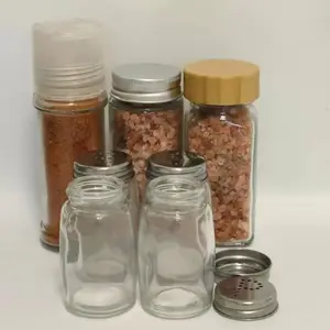 Vidro Spice Jars Set Herb e Spice Containers Tempero Garrafas 4 oz quadrado redondo com tampa metálica