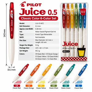 Juego de 6 Bolígrafos de Gel Pilot Juice de 0.5 mm, Colores Clásicos, Multicolor, Material de Oficina y Escolar - Product Image 3