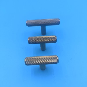 T-Shaped Knurled Drawer Handle Brass Matte Black Cabinet <b>Wardrobe</b> <b>Single</b> Hole American Style Durable - Product Image 2