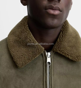 Custom Activewear <strong>Suede</strong> Leather <strong>Jacket</strong> High Quality Luxury Zip up Sherpa Lining <strong>Jacket</strong> for <strong>Men</strong> - Product Image 5