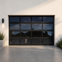 Pintu Garasi Seksional Hunian Apartemen Premium Kaca Temper Hitam Aluminium Operasi Halus Tugas Berat OEM/ODM