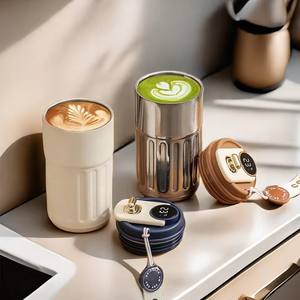 Tasse à eau intelligente personnalisée en gros, 450 ml, en acier inoxydable 316, avec affichage de la température, tasse de voyage isotherme pour café - Product Image 1