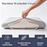 Oreiller de lit moderne en tissu polyester solide, garnissage en fibres de silicone, rafraîchissant, respirant, portable, avec housse amovible et lavable pour le cou