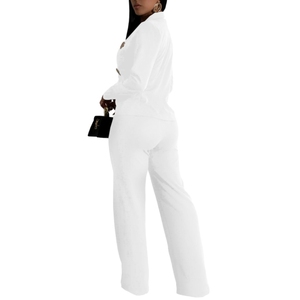 ชุดเซ็ตสองชิ้น เสื้อแขนยาวสีพื้น กางเกงขายาว สำหรับผู้หญิง แฟชั่นมาใหม่ - Product Image 6