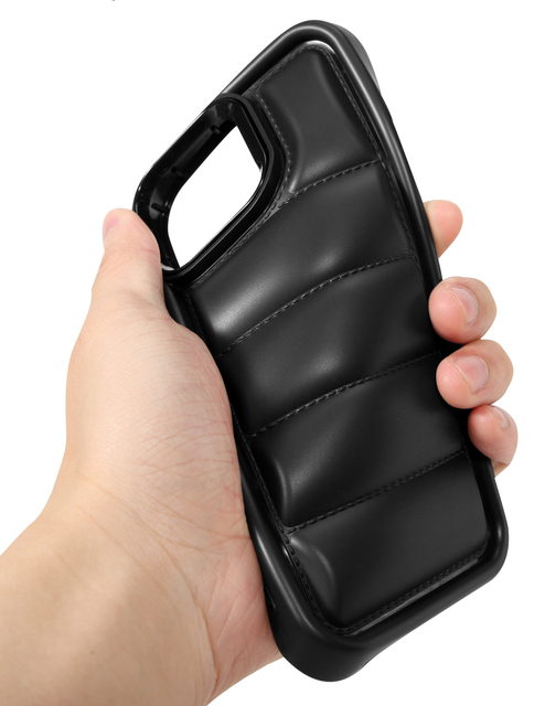 New Design Puffer Down Jacket Case for iPhone 15 14 13 12 11 Pro Max Free TPU Cushion Puffy Protective Cover Sample