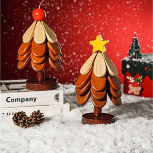 <b>Wooden</b> Christmas Tree Decor Tabletop Ornament Solid Color Eco-Friendly For Home Holiday Decoration - Product Image 1