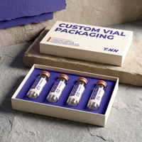 Boîte rigide personnalisée avec couvercle et base blancs, en carton gris, pour produits de soin personnel aux peptides, avec doublure en éponge et impression offset